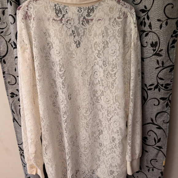 Vintage 70's RETRO all lace white blouse 1X C49 - Picture 5 of 5